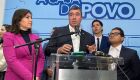 Ministra Simone Tebet, governador Eduardo Riedel e vereador Papy em coletiva de imprensa