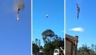 Balão pega fogo e cai em Santa Catarina