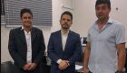 Celso Abrantes e seu vice, Marinho Serpa com o promotor Gustavo Henrique Bertocco