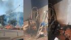 O fogo atingiu parte do imóvel