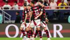 Jogadores do Flamengo em comemoração de gol.