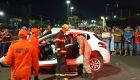 Carro ficou completamente destruído no acidente