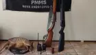 Trio &eacute; preso com armas e tatu abatido em &aacute;rea rural de Nova Andradina