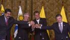 Os presidentes da Venezuela, Nicolás Maduro; do Uruguay, Tabaré Vazquez; do Equador, Rafael Correa; e da Colômbia, Juan Manuel Santos / Foto: EFE