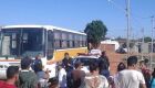 Guarda Municipal para ônibus de moradores que iam fazer protesto