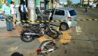 V&iacute;deo: colis&atilde;o em cruzamento da Capital deixa motociclista gravemente ferido