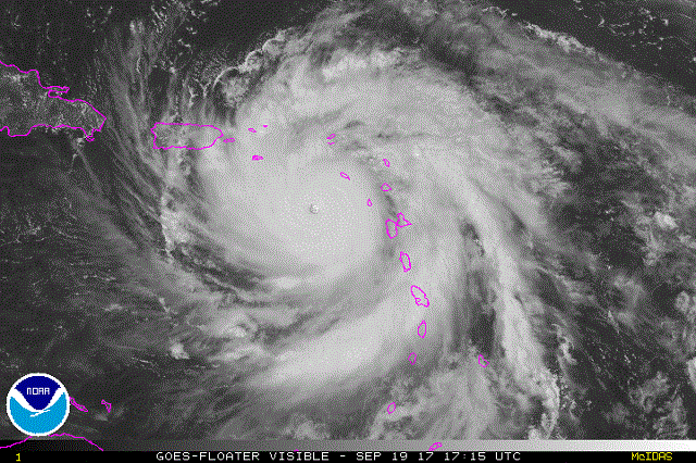 Furacão Maria avança para Porto Rico com ventos de 260 km/h