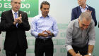 O deputado Paulo Correa, o prefeito Marquinhos Trad, o secretário Jaime Verruck e o governador Reinaldo Azambuja