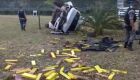 Caminhonete conduzida por, Vinícius Araújo, capotou durante a fuga espalhando 1.268kg de maconha