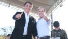 O presidente Jair Bolsonaro acompanhado do deputado estadual Coronel David