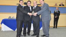 João Rocha,Paulo Pedra, Vantuir Jacini representando André Puccinelli(homenageado) e Paulo Siufi