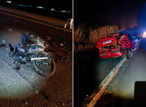 Acidente envolveu carro e moto