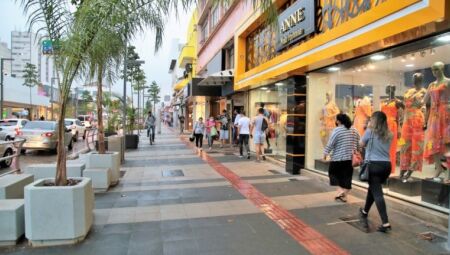 Clientes andando no centro da Cidade. 