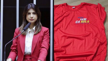Deputada Federal Camila Jara PT e camiseta alvo da ação judicial - 