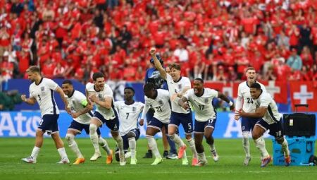 Comemoração dos ingleses após vencer a Suíça