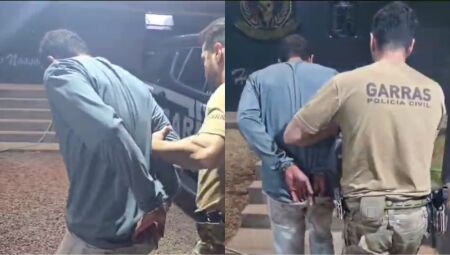 Momento em que o suspeito chega a prisão