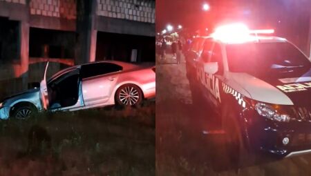 Carro parou em frente a uma creche abandonada