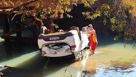 Carro estava com parte submersa e ninguém foi encontrado