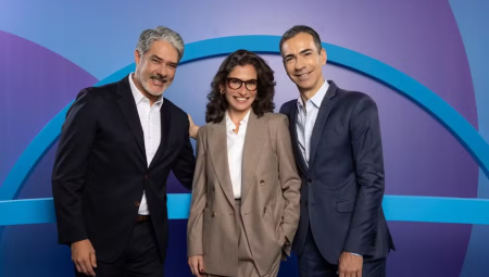 William Bonner, Renata Vasconcellos e César Tralli. 