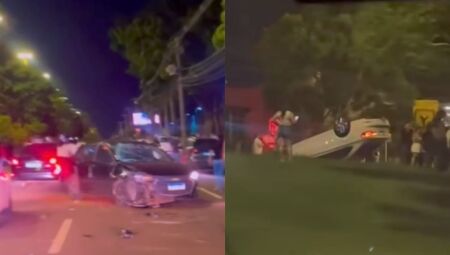 Jetta capotou após o acidente