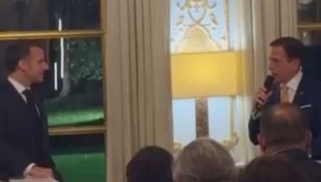  O presidente da França, Emmanuel Macron, e o ex-governador João Doria