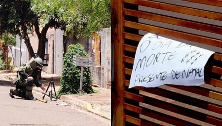 VÍDEO - Bomba é deixada com cartaz em portão de casa do Monte Castelo: 'seu presente de Natal'