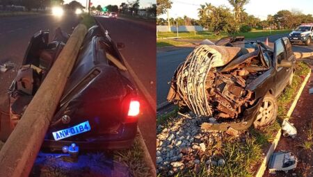 Carro ficou completamente destru&iacute;do