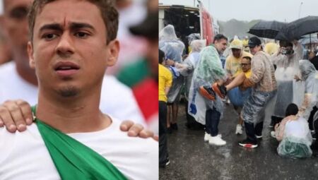 V&iacute;deo: Queda de raio deixa feridos durante ato liderado por Nikolas Ferreira em Bras&iacute;lia
