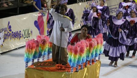 Herdeiros do Samba abriu a noite de desfile com enredo de crian&ccedil;as em vulnerabilidade