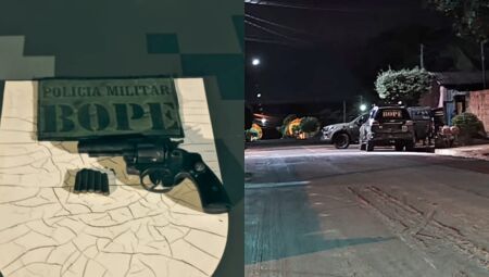 Local onde aconteceu o confronto e a arma usada pelo criminoso