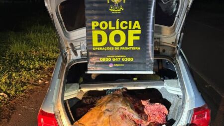 Trio &eacute; preso com arma e carne de gado furtado em Cor&uacute;mba
