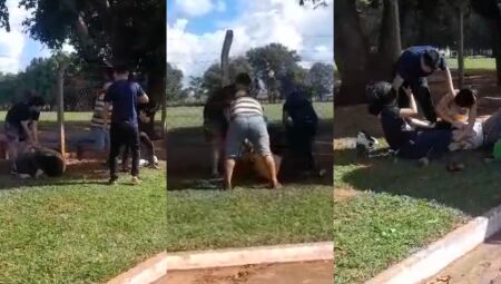 V&Iacute;DEO: Vizinhas trocam socos e pux&otilde;es de cabelo durante briga em Sidrol&acirc;ndia