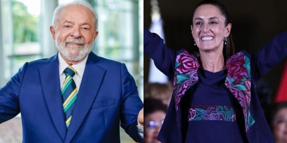 Presidente do Brasil, Luiz Inácio Lula da Silva e Claudia Sheinbaum, eleita no México