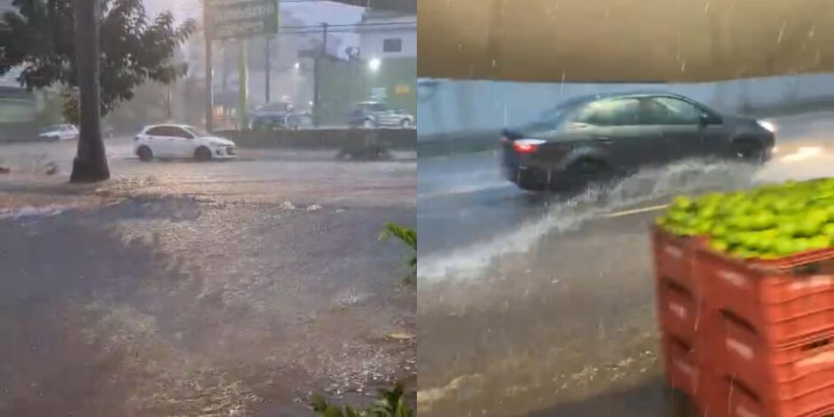 JD1TV: Em pouco tempo, ruas de Campo Grande alagam durante chuva forte