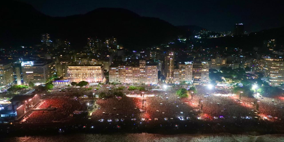 Mais de 2 milhões de pessoas prestigiaram o show, segundo números da Prefeitura do Rio de Janeiro 