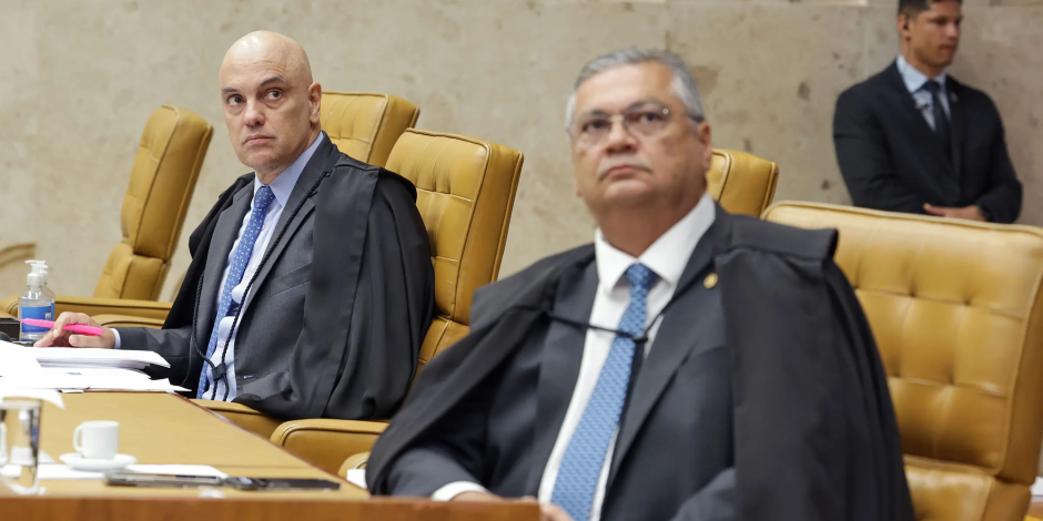 Ministros Fl&aacute;vio Dino e Alexandre de Moraes, em sess&atilde;o no STF / Foto: Rosinei Coutinho