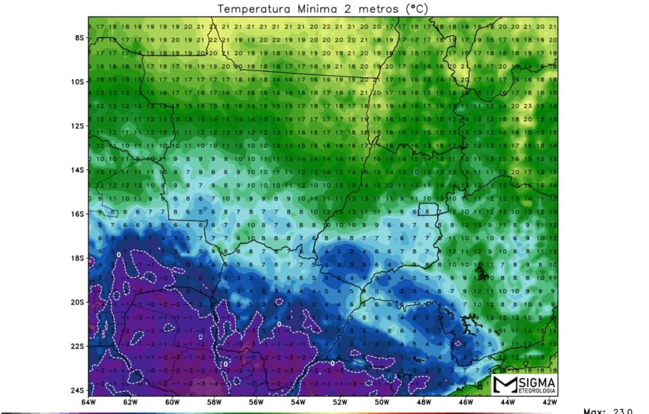 Mapa do dia 30 - Modelo Meteorologico CMC/GDPS da Sigma Meteorologia