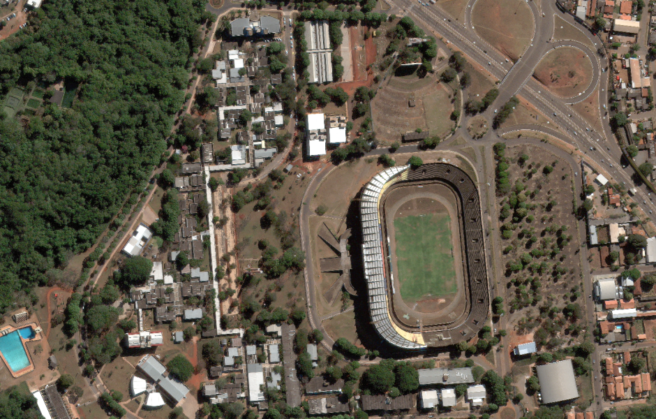 Imagem de satélite do Estádio Morenão e região próxima - Foto: Divulgação/Globalgeo Geotecnologias