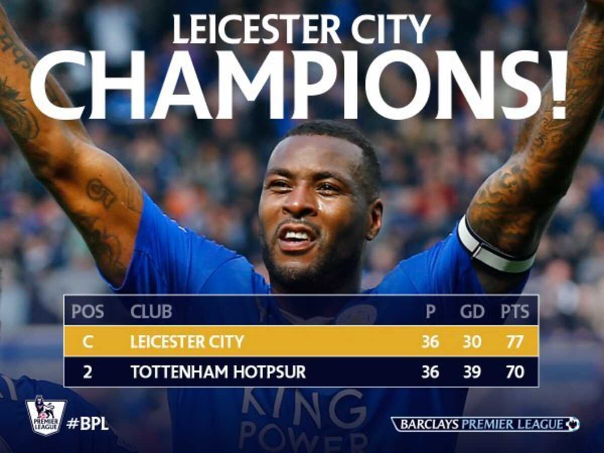 Histórico! Leicester City é campeão inglês após empate entre Tottenham e  Chelsea