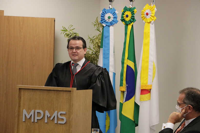 Alexandre Lacerda durante sua posse como Procurador-Geral de Justiça do Estado de Mato Grosso do Sul