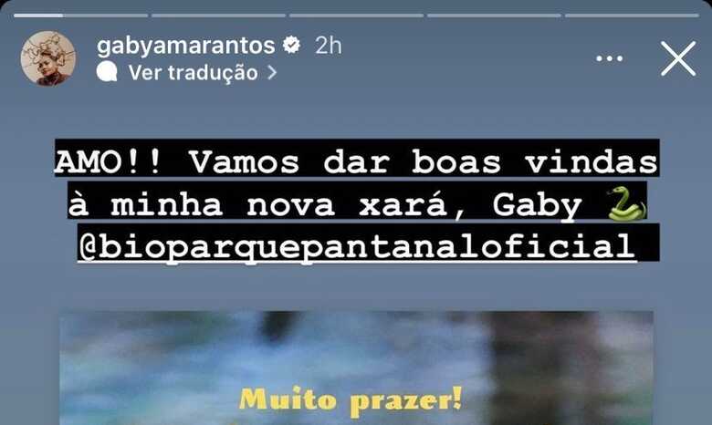 Cantora Gaby Amarantos faz post sobre sucuri