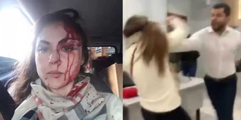 Gabriela foi agredida pelo colega de trabalho e a cena foi filmada por colegas 