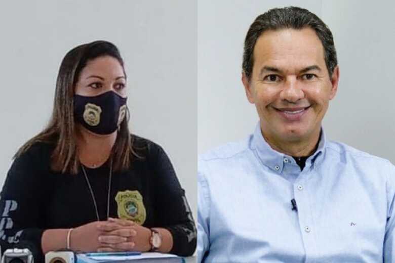 Delegada Maíra Pacheco, responsável pelo inquérito, e Marquinhos Trad, candidato ao governo