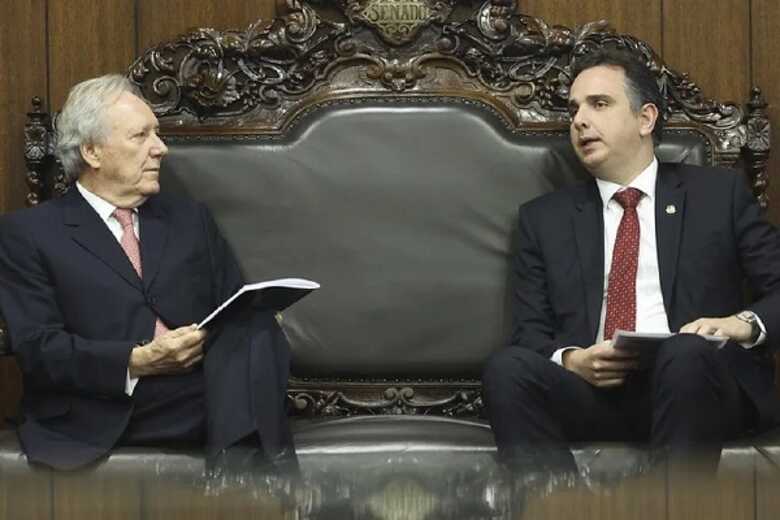 Ministro Ricardo Lewandowski, do STF, e o presidente do Senado, Rodrigo Pacheco