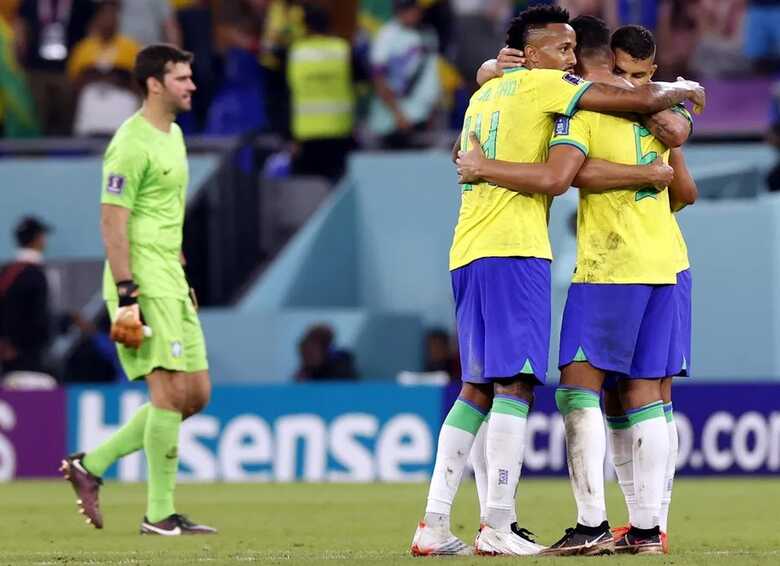 Jogadores do Brasil em campo pela Copa do Mundo 2022