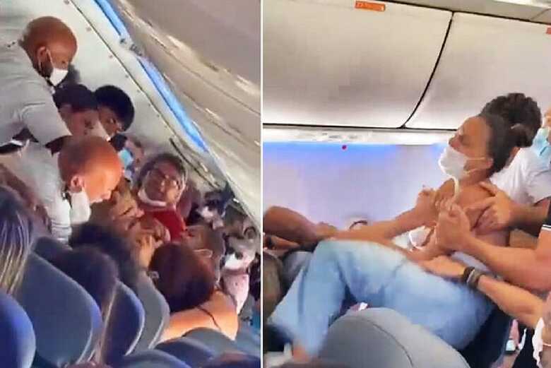 Famílias brigaram para valer no avião