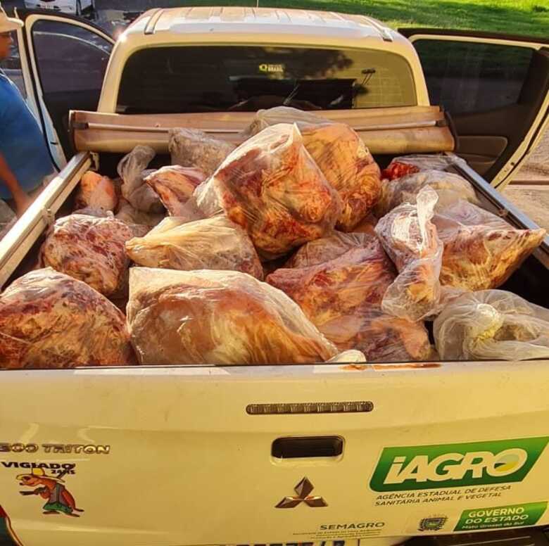 Carne apreendida pela Pol&iacute;cia Civil e Iagro