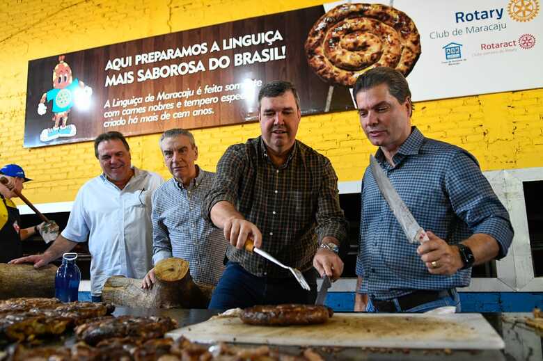 Deputado Paulo Corr&ecirc;a, Eduardo Riedel e o prefeito de Maracaju, Marcos Calderan