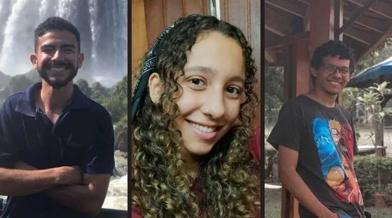 Da esquerda para a direita, David, Camila e Samuel, este de Campo Grande, morreram no acidente