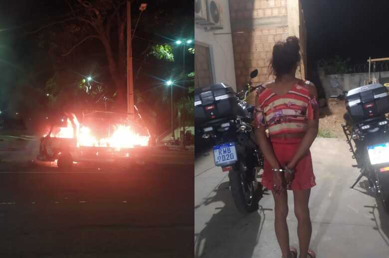 Autora do incêndio foi detida e encaminhada para a delegacia